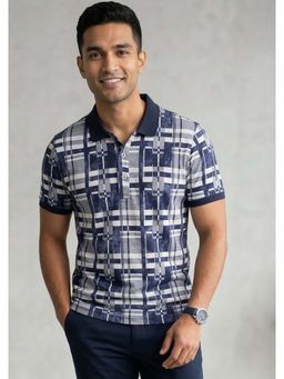 Pierre Carlo - Men Polo Collar T-Shirt Navy Blue