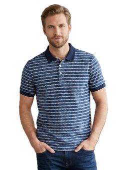 Pierre Carlo - Men Polo Collar T-Shirt Navy Blue