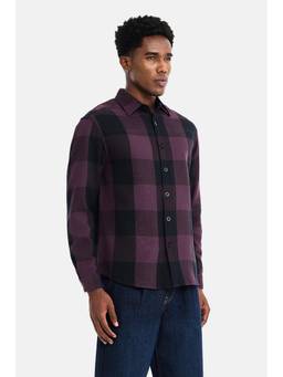 Snitch - Burgundy Stripes Full Sleeves Relaxed Casual Shirt For Men