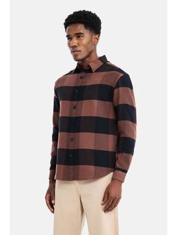 Snitch - Brown Stripes Full Sleeves Relaxed Casual Shirt For Men