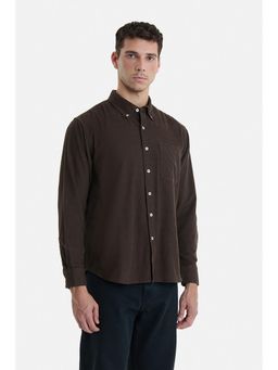 Snitch - Brown Textured Full Sleeves Regular Casual Shirt For Men