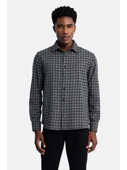 Snitch - Black Micro Check Full Sleeves Regular Casual Shirt For Men
