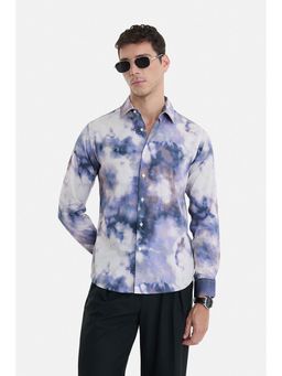 Snitch - Blue Tie And Dye Full Sleeves Slim Casual Shirt For Men