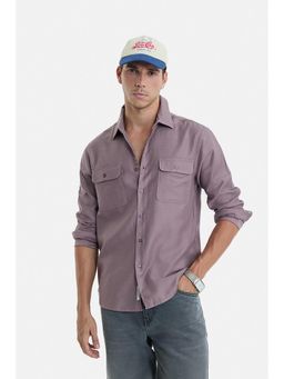 Snitch - Mauve Solid Full Sleeves Regular Party Shirt For Men