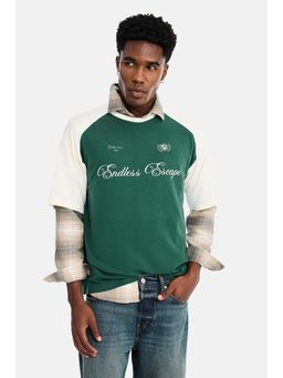 Snitch - Green Graphic Raglan Sleeves Oversized T-Shirt For Men