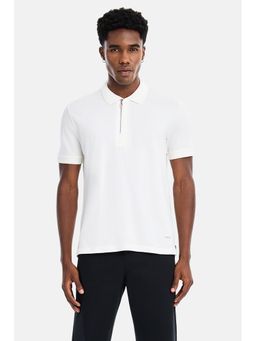 Snitch - Off-White Textured Half Sleeves Regular Polo T-Shirt For Men