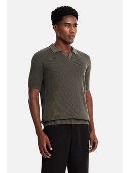 Snitch - Olive Ribbed Raglan Sleeves Regular T-Shirt For Men