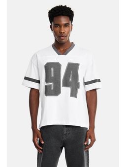 Snitch - White Graphic Half Sleeves Oversized T-Shirt For Men