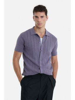 Snitch - Mauve Crochet Half Sleeves Regular Party Shirt For Men