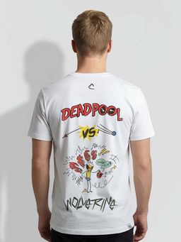 Being Human - White Mens Deadpool Vs Wolverine Graphic T-Shirt
