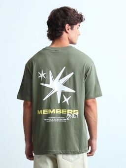 Flying Machine - Mens Graphic Printed Relaxed Fit T-Shirt Green