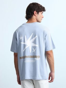 Flying Machine - Mens Graphic Printed Relaxed Fit T-Shirt Blue