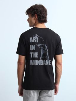 Flying Machine - Mens Graphic Printed Regular Fit T-Shirt Black