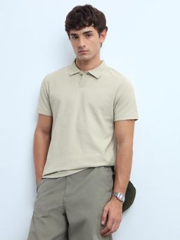 Flying Machine - Mens Solid Relaxed Fit Polo Shirt Green