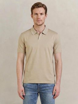 GANT - Men Pure Cotton Beige Pima Polo T-Shirt