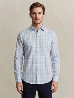GANT - Men Poplin Blue Checked Collar Shirt