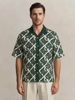 GANT - Men Green Monogram Printed Shirt