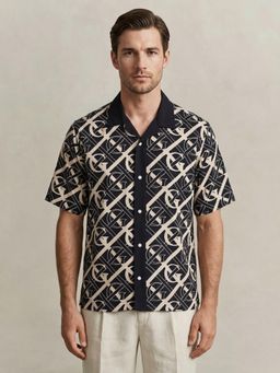 GANT - Men Blue Monogram Printed Shirt