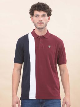 Cantabil - Striped Polo T-Shirt For Men Breathable And Soft Regular Fit Maroon