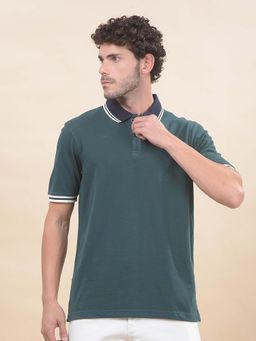 Cantabil - Solid Polo T-Shirt For Men Breathable And Soft Regular Fit Green