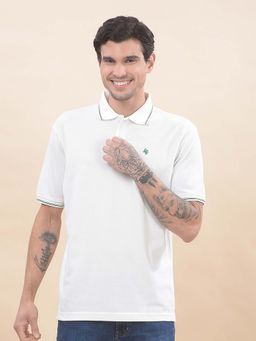 Cantabil - Solid Polo T-Shirt For Men Breathable And Soft Regular Fit White