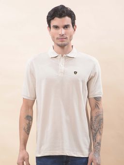 Cantabil - Solid Polo T-Shirt For Men Breathable And Soft Regular Fit Beige