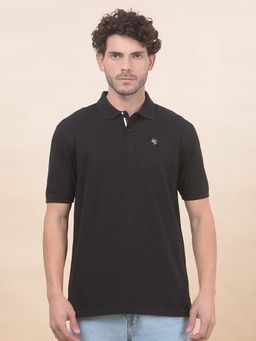 Cantabil - Solid Polo T-Shirt For Men Breathable And Soft Regular Fit Black