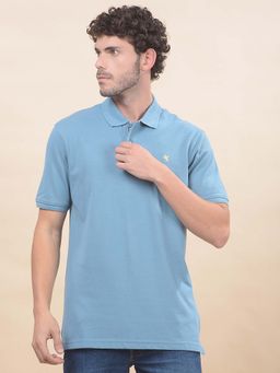 Cantabil - Solid Polo T-Shirt For Men Breathable And Soft Regular Fit Blue