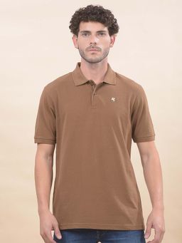 Cantabil - Solid Polo T-Shirt For Men Breathable And Soft Regular Fit Brown