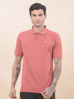 Cantabil - Solid Polo T-Shirt For Men Breathable And Soft Regular Fit Pink