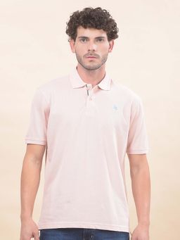 Cantabil - Solid Polo T-Shirt For Men Breathable And Soft Regular Fit Pink