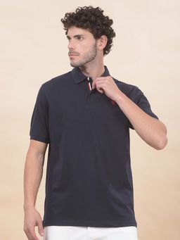 Cantabil - Solid Polo T-Shirt For Men Breathable And Soft Regular Fit Navy Blue