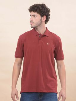 Cantabil - Solid Polo T-Shirt For Men Breathable And Soft Regular Fit Red