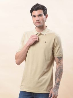 Cantabil - Solid Polo T-Shirt For Men Breathable And Soft Regular Fit Beige