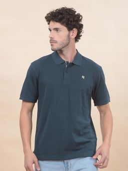 Cantabil - Solid Polo T-Shirt For Men Breathable And Soft Regular Fit Teal