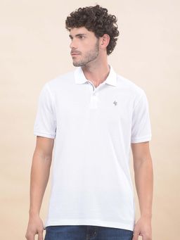 Cantabil - Solid Polo T-Shirt For Men Breathable And Soft Regular Fit White