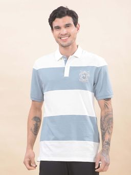 Cantabil - Striped Polo T-Shirt For Men Breathable And Soft Regular Fit Blue