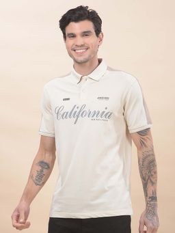 Cantabil - Printed Polo T-Shirt For Men Breathable And Soft Regular Fit Beige