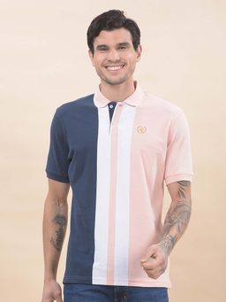 Cantabil - Striped Polo T-Shirt For Men Breathable And Soft Regular Fit Pink