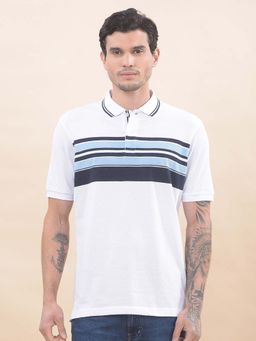 Cantabil - Striped Polo T-Shirt For Men Breathable And Soft Regular Fit Ivory