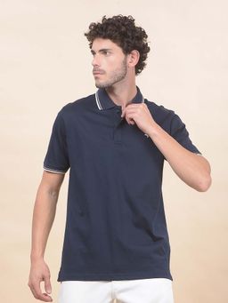 Cantabil - Solid Polo T-Shirt For Men Breathable And Soft Regular Fit Blue