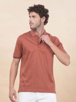 Cantabil - Solid Polo T-Shirt For Men Breathable And Soft Regular Fit Rust