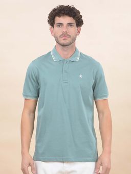 Cantabil - Solid Polo T-Shirt For Men Breathable And Soft Regular Fit Green