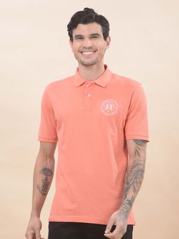Cantabil - Solid Polo T-Shirt For Men Breathable And Soft Regular Fit Peach
