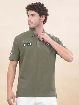 Cantabil - Solid Polo T-Shirt For Men Breathable And Soft Regular Fit Olive