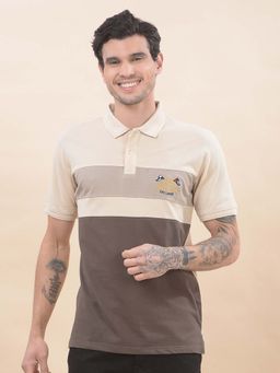 Cantabil - Colourblock Polo T-Shirt For Men Breathable And Soft Regular Fit Brown