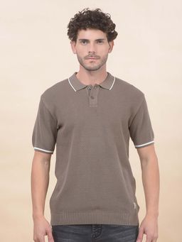 Cantabil - Solid Polo T-Shirt For Men Breathable And Soft Regular Fit Beige