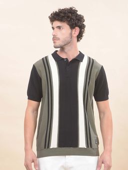 Cantabil - Striped Polo T-Shirt For Men Breathable And Soft Regular Fit Green