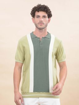 Cantabil - Striped Polo T-Shirt For Men Breathable And Soft Regular Fit Green