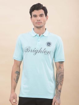 Cantabil - Printed Polo T-Shirt For Men Breathable And Soft Regular Fit Aqua